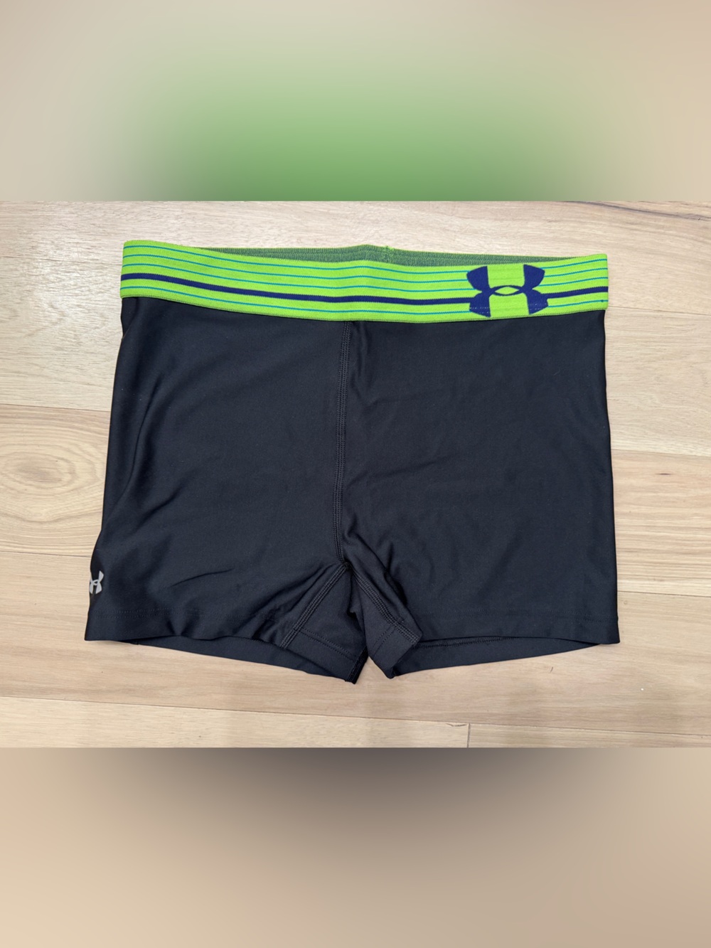 Under Armour Black Shorts with Neon Green Trim